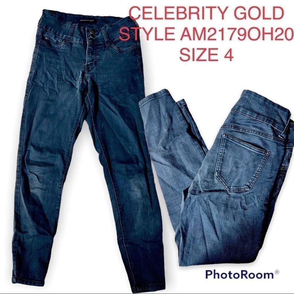 Celebrity Gold Black Skinny Jeans Size 4